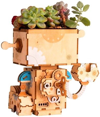 ROBOTIME 3D Wooden Puzzle - Robot Flower Pot