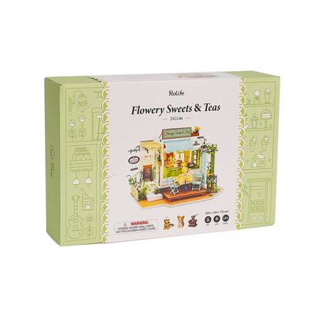 ROBOTIME Folding Wooden LED Model - Flower Cafe