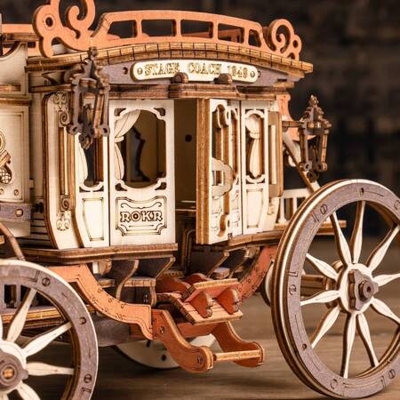 ROBOTIME Wooden Model 3D Puzzle - Stagecoach Carriage Posse