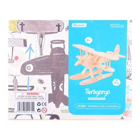 ROBOTIME Wooden 3D Puzzle - Biplane Airplane