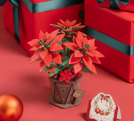 ROBOTIME Drewniane Puzzle Model 3D DIY Poinsecja / Gwiazda Betlejemska