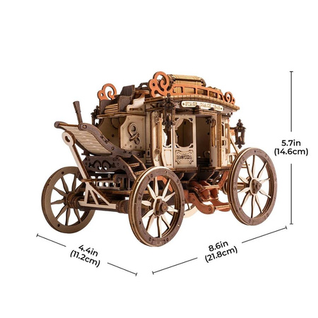 ROBOTIME Wooden Model 3D Puzzle - Stagecoach Carriage Posse