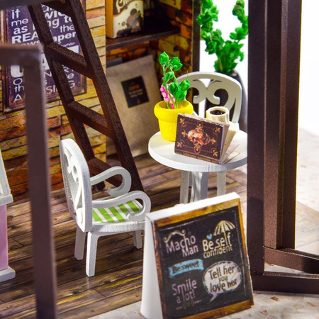 LITTLE STORY Składany Drewniany Model LED - Corner Coffe House