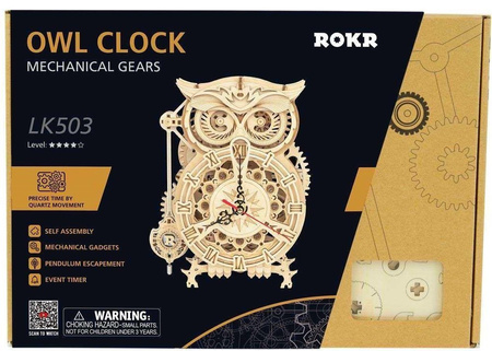 ROBOTIME Wooden 3D Puzzle - Owl Clock