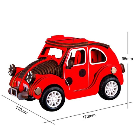ROBOTIME Drewniane Puzzle 3D - Ruchomy Samochód Beetle
