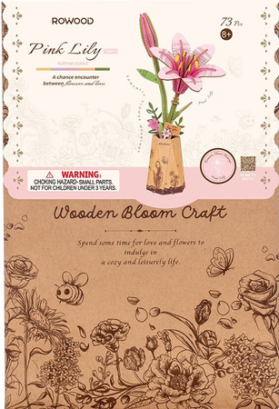 ROBOTIME Drewniane Puzzle Model 3D DIY - Różowa Lilia