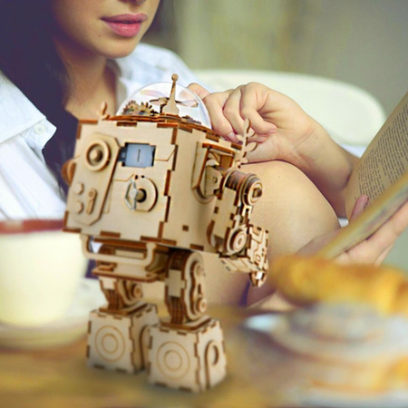 ROBOTIME Drewniane Puzzle 3D - Pozytywka LED Steampunk Robot