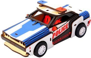 ROBOTIME Drewniane Puzzle 3D - Ruchomy Samochód Policja