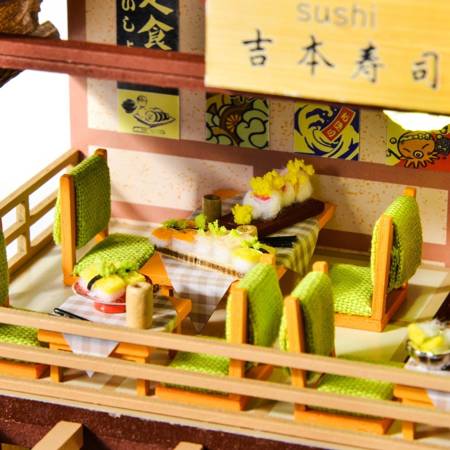 LITTLE STORY Składany Drewniany Model LED - Sushi House
