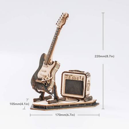 ROBOTIME Drewniane Puzzle 3D - Gitara Elektryczna