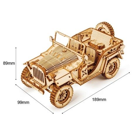 ROBOTIME Drewniane Puzzle 3D - Jeep Wojskowy