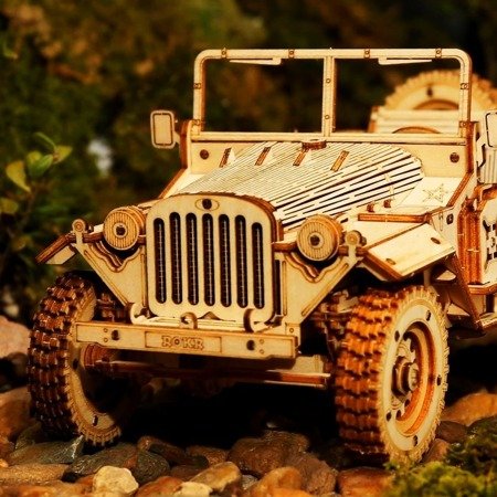 ROBOTIME Drewniane Puzzle 3D - Jeep Wojskowy