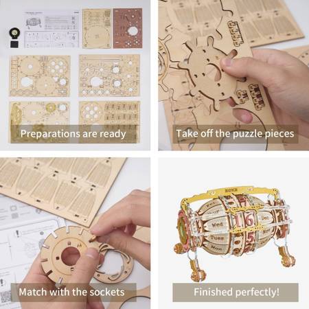 ROBOTIME Drewniane Puzzle 3D - Mechaniczny Kalendarz