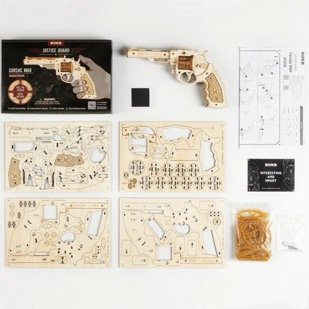 ROBOTIME Drewniane Puzzle 3D - Pistolet M60