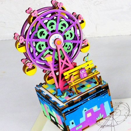 ROBOTIME Drewniane Puzzle 3D - Pozytywka Diabelski Młyn