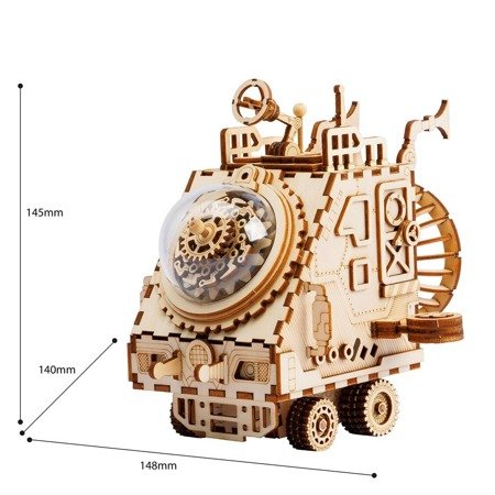 ROBOTIME Drewniane Puzzle 3D - Pozytywka Steampunk Statek Kosmiczny