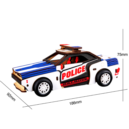 ROBOTIME Drewniane Puzzle 3D - Ruchomy Samochód Policja