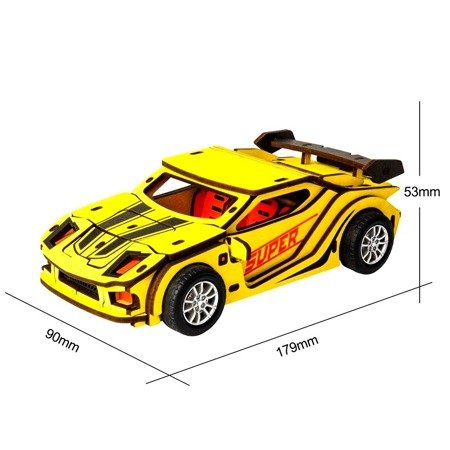 ROBOTIME Drewniane Puzzle 3D - Ruchomy Samochód Sportowy