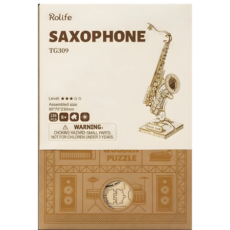 ROBOTIME Drewniane Puzzle 3D - Saksofon