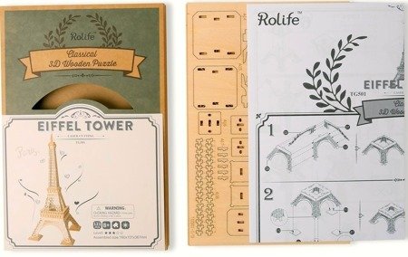 ROBOTIME Drewniane Puzzle 3D - Wieża Eiffla